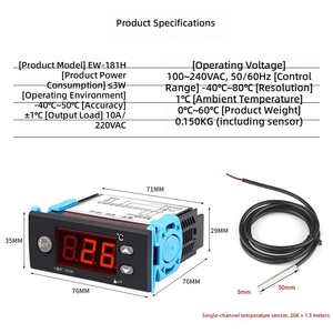 Controlador de Temperatura Inteligente con Microcomputadora EW-181H, Termostato PID Universal para Refrigeración y <span class=keywords><strong>Calefacción</strong></span> en Granjas de Cría - Product Image 6