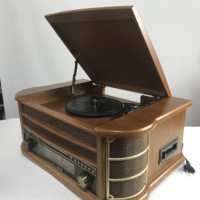 Lecteur de disques vinyles avec tourne-disques, cassette, USB, SD, sans fil, en bois, gramophone, lecteur CD domestique avec fonction d'égalisation