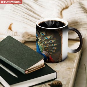 Interactive Color Changing Mug Frosted Black 11oz <b>Ceramic</b> Heat Sensitive Magic <b>Cup</b> - Product Image 3