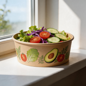 Factory Custom Disposable Food Grade Round Kraft <b>Paper</b> Biodegradable Recyclable Salad <b>Bowl</b> for Food Serving Take Away Packaging - Product Image 1