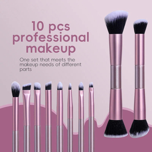 Ensemble de 10 pinceaux de maquillage écologiques avec manche en bois, poils synthétiques, couleur personnalisée, kit de pinceaux de luxe pour le visage et le fond de teint - Product Image 3