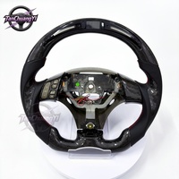 Setir Kemudi Serat Karbon Hitam Gloss LED Custom dengan Grip, Kulit Halus Hitam untuk Mazda 6 2006