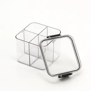 Прозрачный ящик для хранения в холодильнике, кухонный Органайзер, пластиковая коробка для хранения, прямоугольная кладовая, контейнер для хранения еды, набор с крышкой