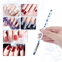 Nouvel ensemble de 7 pinceaux professionnels pour manucure, motif porcelaine bleue et blanche, manche en acrylique, pour détails et nail art
