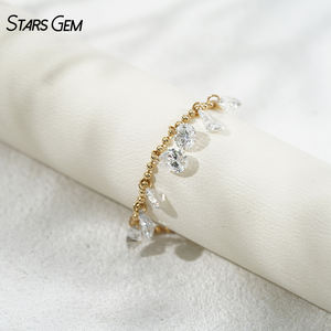 Bague unisexe ajustable Starsgem en or 18 carats avec diamant de laboratoire taille poire brillant, percé au laser, style vintage, blanc - Product Image 3