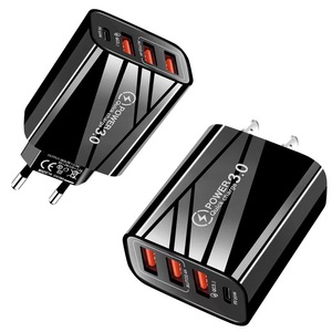 Cargador de viaje, EE. UU., UE, Reino Unido, 3 cabezales de carga <span class=keywords><strong>USB</strong></span> + tipo <span class=keywords><strong>C</strong></span>, adaptador multiteléfono - Product Image 2