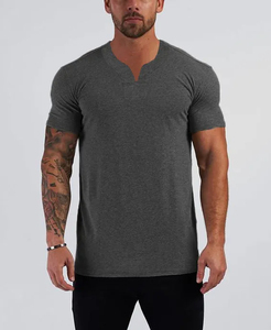 Camiseta deportiva de algodón puro con cuello en V pequeño de verano, camiseta de manga corta de entrenamiento en blanco transpirable a la moda informal - Product Image 4