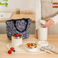 PINKAH Boîte à lunch isotherme en acier inoxydable de 650 ml, étanche, avec petits contenants de 330 ml + 400 ml et sac cuillère