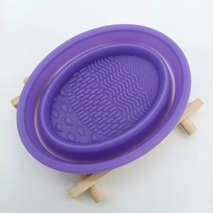 Silicone Foldable Portable Beauty Egg <b>Brush</b> Cleaning Tool Targeted Makeup Powder Puff <b>Scrub</b> Mat for Cleaning <b>Brushes</b> - Product Image 1