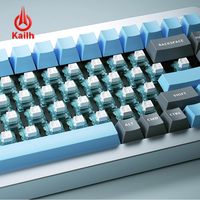 Clavier de jeu personnalisé avec boîtier PC bleu transparent, interrupteurs linéaires 52gf, durée de vie 80M, transmission lumineuse RGB élevée, commande OEM en gros