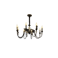 Lustre Mini Chandelier 5 Lumières en Fer Noir, Style Rétro Européen, AC Blanc Chaud, Hauteur Réglable, Idéal Petits Espaces, Décoration Intérieure, Garantie 3 Ans