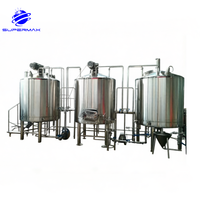 Équipement de brassage de bière en acier inoxydable SUS304 à 3 cuves, contrôlé par PLC, 500L/1000L/2000L/3000L, cuve de fermentation, garantie 5 ans
