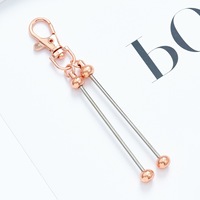 Porte-clés créatif DIY en métal perlé - Mousqueton double en fer - Pendentif décoratif pour sac - Vente en gros