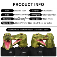 Masque de crocodile en latex personnalisé, accessoire de costume amusant et mignon pour fête d'Halloween, cosplay, jouet