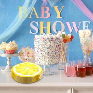 Custom 9 Inch 350gsm White Board Modern Party <b>Plates</b> Fruity Citrus Design Gold Foil Printing for Birthday <b>Shower</b> Celebrations - Product Image 3