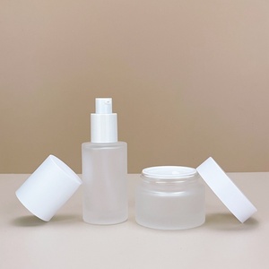 Luxury Skincare Packaging Glass Face Cream Jar and Bottle <b>Set</b> 50ml 100ml 120ml 50g Lotion Frosted Cosmetic Glass Bottle - Product Image 6