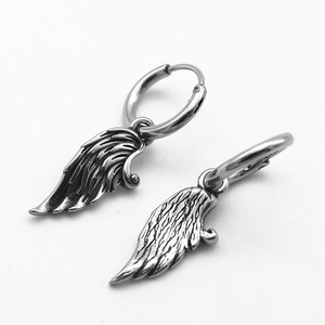 yunnique Titanium Steel Wing Hoop <b>Earrings</b> 316 Stainless Steel Unisex Jewelry Geometric Design Fashion <b>Cuff</b> <b>Earrings</b> - Product Image 5