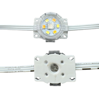 20 pixels DC24V WS2805 RGBIC+CCT 5 couleurs 30mm LED adressable ronde permanente pour l'extérieur, lumières de gouttière de maison, fil blanc 3 broches IP68