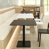 Table de salle à manger carrée moderne Table de négociation commerciale en métal en pierre pour magasin de thé au lait Restaurant occidental Noir Blanc Utilisation extérieure