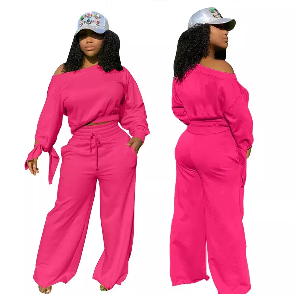 Wholesale Custom Logo Loungewear Women Sets 2023 Winter Outfits 2 Two Piece Pants Set Women Clothing