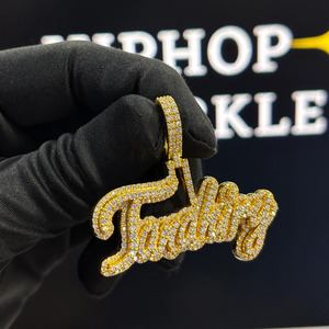 Fashion Tanahiry <b>Name</b> Pendant 2 Inch Gold Plated Iced Out Moissanite Hip Hop <b>Necklace</b> Charm for Men Women Streetwear - Product Image 5
