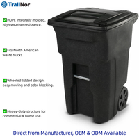 Contenedor de Basura con Ruedas de 32, 48, 64 y 96 Galones con Tapa, Carro de Basura de HDPE para Camiones de Recolección en América del Norte
