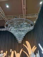 Lustre moderne en cristal GreenLife HS-H05, disque LED tricolore, alimentation CA, indice de protection IP68, idéal pour hôtels de luxe, chambres et mariages