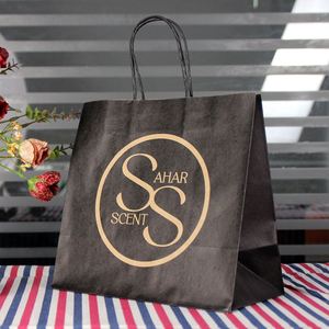 Bolsas de Papel Kraft con Asas, Impresas con Logotipo Personalizado, al por Mayor, Embalaje Ecológico para Tiendas de Ropa y Compras Minoristas - Product Image 4