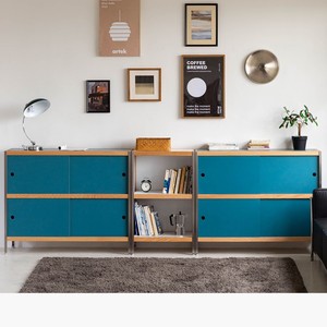 Modular Cabinet Oak Wood Black And Natural Finish Living Room <b>Storage</b> Furniture Multi Functional Design - Product Image 3