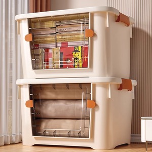 Trong Suốt Hộ Gia Đình Tổ Chức Thùng Phía Trước Mở Lớn Nhựa Lưu Trữ Bồn Tắm Quần Áo Thực Phẩm Bộ Đồ Giường Nhà Công Cụ Lưu Trữ Xử Lý - Product Image 4