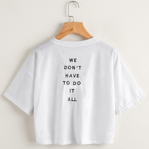 Camiseta de punto vintage para mujer, con cuello redondo, manga corta, corte holgado y estilo cropped, con efecto desgastado, transpirable, 180g - Product Image 1