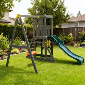 Ensemble de jeux d'extérieur en plastique et bois avec balançoire et toboggan pour jardin, école et aire de jeux extérieure pour enfants - Product Image 1