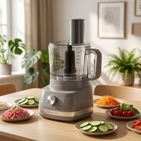 Robot culinaire multifonction 10-en-1, hachoir électrique avec bol mélangeur 600W, mixeur professionnel en acier inoxydable pour hacher et trancher