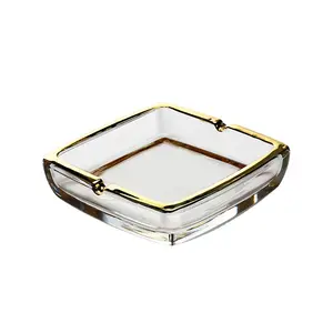 Mini luxury premium quality Crystal square round color Custom logo glass ashtrays wholesale