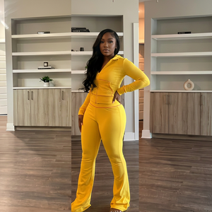 Conjunto de 2 Piezas de Ropa Deportiva para Mujer, Tejido Waffle, Costuras en Contraste, Estilo Loungewear - Product Image 1