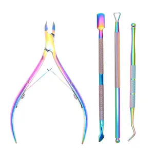 Hoge Kwaliteit Double-Ended Uv Gel Polish Remover Cuticula Pusher Rvs Dead Skin Nail Cuticle Pusher Nipper Scissor Mani