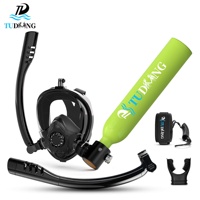TUDIVING Lanière de sécurité pour entraînement de plongée libre jusqu'à 5 mètres de profondeur, masque de plongée intégral pour la plongée libre et le snorkeling, mini-bouteille de plongée de 0,5 L
