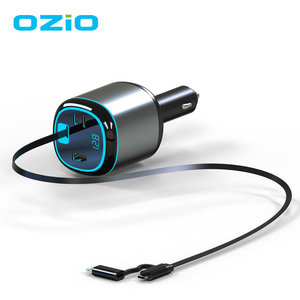X12 4 en 1 Station de téléphone de voiture de charge rapide 60W sortie chargeur de voiture rétractable adaptateur rapide de Type C 2 câbles - Product Image 3