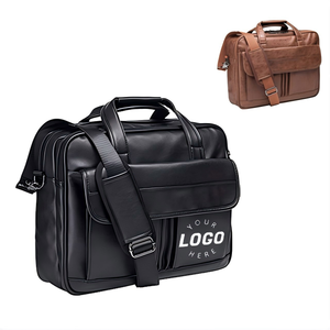 Sac messager bandoulière personnalisé en cuir PU 17,3 pouces, résistant à l'eau, pour affaires et voyages, porte-documents, sacoche d'ordinateur avec logo - Product Image 1