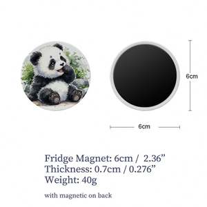 Aimant de réfrigérateur rond en céramique au design hibou, imprimé UV, personnalisable, vierge pour sublimation, avec logo personnalisé - Product Image 5