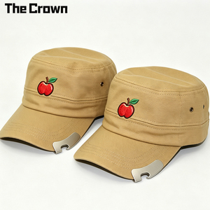 Custom Logo <b>Flat</b> Top Cadet Cap Wholesale Bulk <b>Flat</b> Embroidery <b>Hat</b> with Bottle Opener Manufacturer - Product Image 2