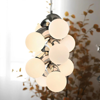 Lampe suspendue moderne en verre chromé, luminaire décoratif d'intérieur, idéal pour un salon, une salle à manger ou une chambre à coucher