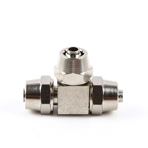 Conectores Rápidos para Conductos PU8 con Inserto de Cobre-Níquel 8 Conector en T de Conexión Rápida PE10 Reductor Recto PG6-8 PG10-8 Conexión Rápida - Product Image 4