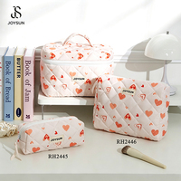 Ensemble de trousses de maquillage JOYSUN en coton matelassé à grands motifs floraux pour femmes, fermeture éclair, pour voyage, trousse de toilette élégante à motifs floraux