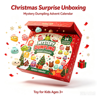 Calendrier de l'Avent de Noël 24 Jours en Gros, Jouet Anti-stress Miniature en Résine Époxy, Mignon, en Forme de Dumpling, Dessin Animé, à Presser, Compte à Rebours, Surprise