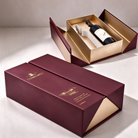 Boîte à vin double avec insert et séparateur en boîte rigide à couvercle rabattable et fermeture magnétique