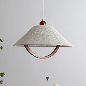 Hand Woven Fabric Pendant <b>Light</b> Wabi Sabi Style Wooden Frame For Home Dining Bedroom Study Guesthouse - Product Image 3