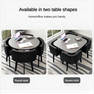 Muebles de sala de estar moderno de lujo precio al por mayor esquina pequeña de madera negro redondo cuadrado comedor mesa de ordenador conjunto 4 sillas - Product Image 3
