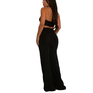 Factory Direct Decorative Button Solid <b>Colour</b> Sexy Halter Backless Ladies Pants Two Piece <b>Set</b> Fashion - Product Image 4