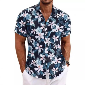<span class=keywords><strong>Camicia</strong></span> a maniche corte stampata alla moda, Top con colletto rialzato largo e comodo per <span class=keywords><strong>taglie</strong></span> <span class=keywords><strong>forti</strong></span> da <span class=keywords><strong>uomo</strong></span>. Stile vacanza spiaggia - Product Image 1